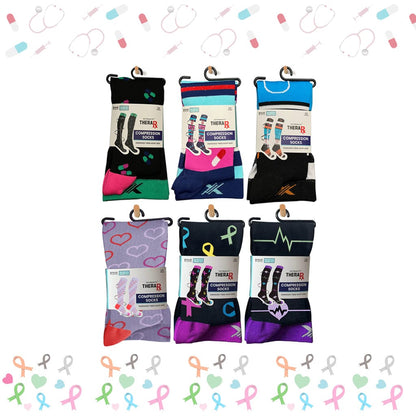 Extreme Fit - XTF Medical Prints Knee-High Compression Socks (6-Pairs) - KNEE-LENGTH