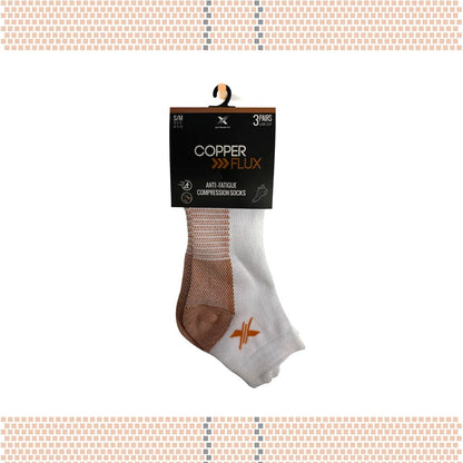 Extreme Fit - COPPER FLUX™ COMPRESSION SOCKS - White Low Cut (3-PAIRS) - ANKLE-LENGTH
