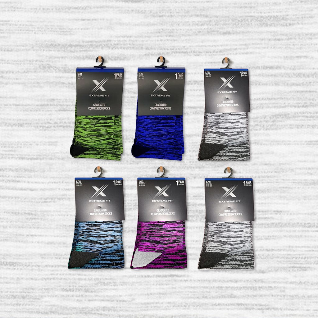 Extreme Fit - SPACE DYE COMPRESSION SOCKS (6-PAIRS) - KNEE-LENGTH