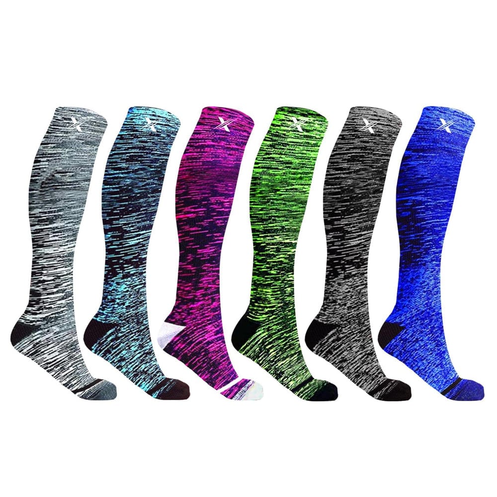 Extreme Fit - SPACE DYE COMPRESSION SOCKS (6-PAIRS) - KNEE-LENGTH