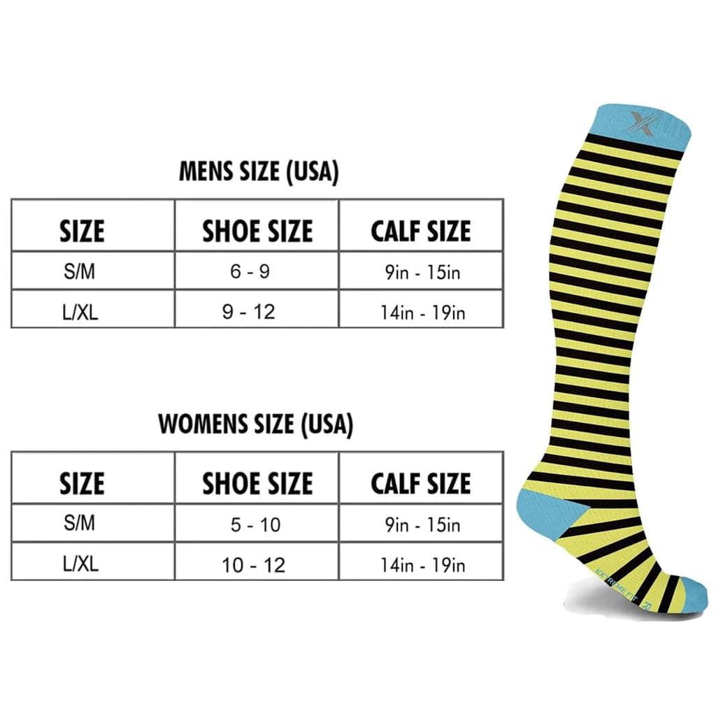 Extreme Fit - MISMATCHED: BEES IN THE TRAP COMPRESSION SOCKS - KNEE-LENGTH