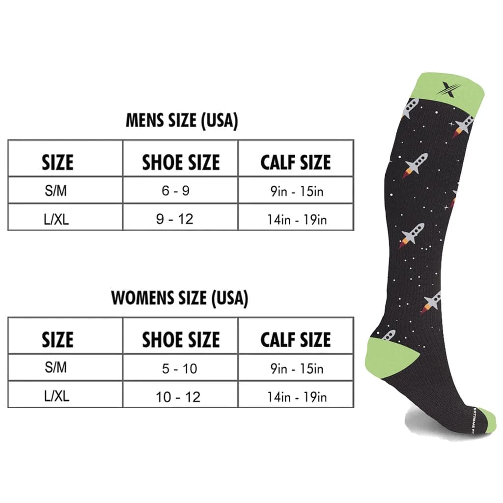 Extreme Fit - GLOW IN THE DARK COMPRESSION SOCKS (3-PAIRS) - KNEE-LENGTH