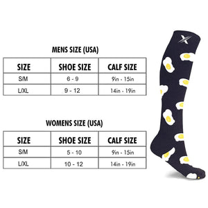 Extreme Fit - MISMATCHED: EGGS & BACON COMPRESSION SOCKS - KNEE-LENGTH